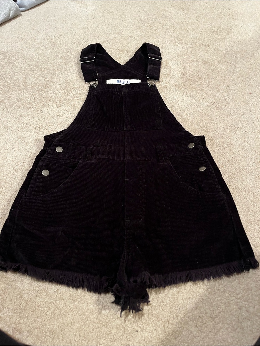 Brandy Melville Vintage Black Corduroy Short Overalls
